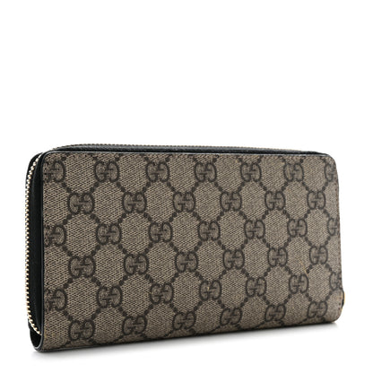 Gucci GG Supreme Monogram Cuoio Toscano Zip Around Wallet Beige Ebony Cuir 3 of 9