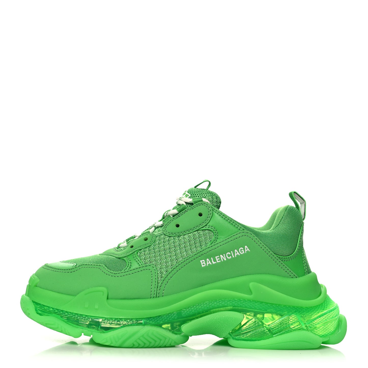 Fabric Mesh Clear Sole Mens Triple S Sneakers 42 Green