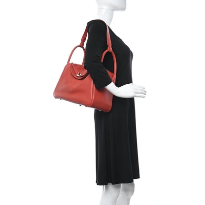 Hermes Taurillon Clemence Verso Lindy 30 Rouge Pivoine Rose Jaipur 2 of 17