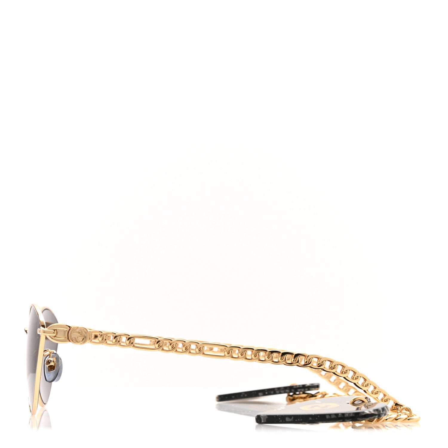 Gucci Metal Chain Cat Eye GG0977S Sunglasses Gold Grey 1843929