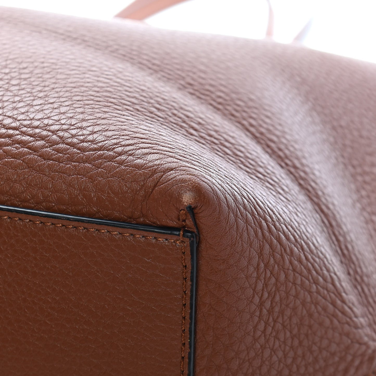Grained Calfskin Rockstud Shoulder Tote Bright Cognac
