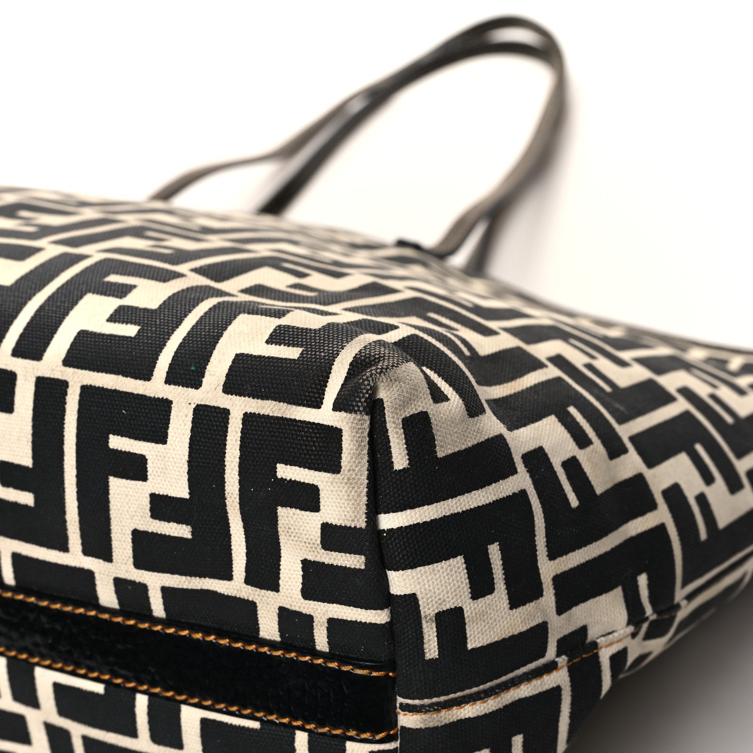 Fendi Canvas FF Roll Tote Black White 10 of 15