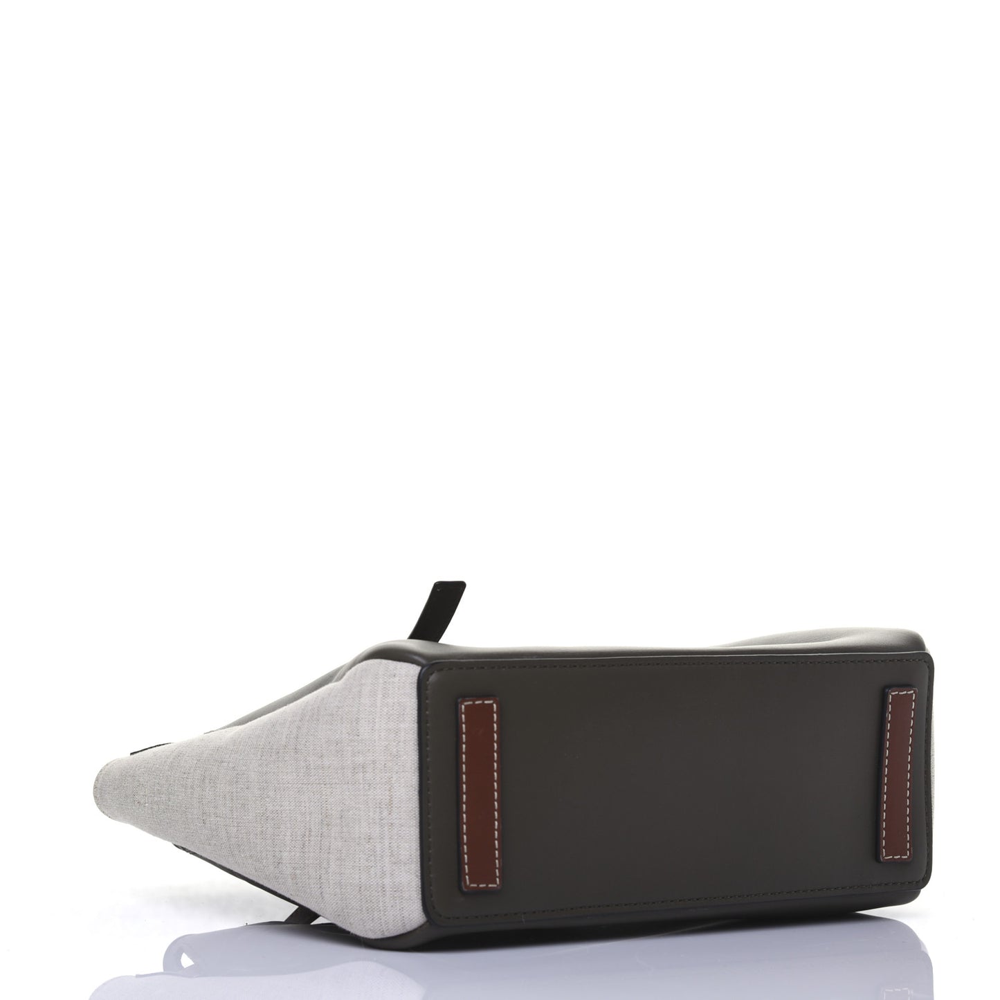 Calfskin Linen Mini Lazo Tote Khaki Green