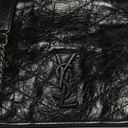 Saint Laurent Crinkled Calfskin Matelasse Monogram Niki Chain Wallet Black 9 of 11