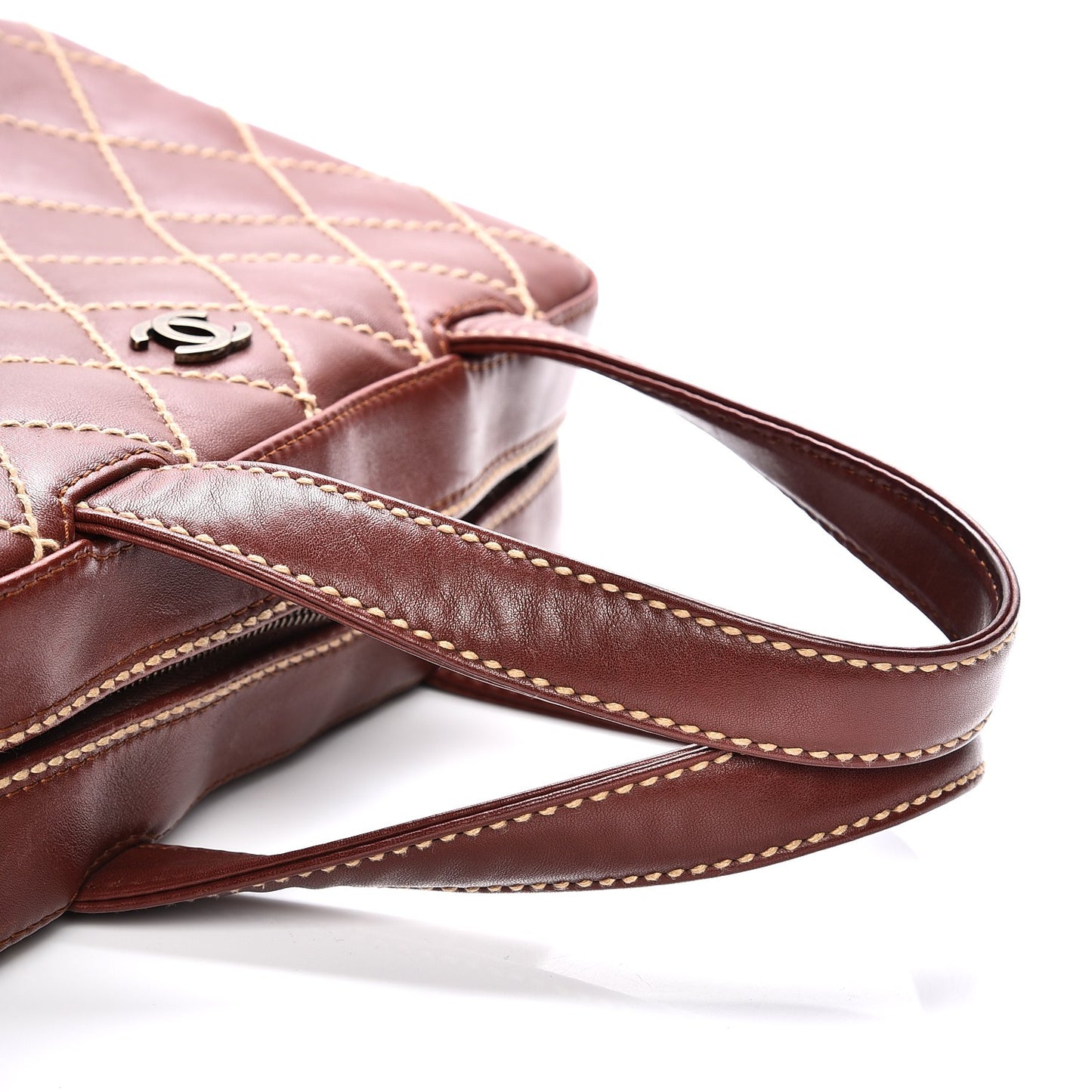 Calfskin Contrast Stitch Surpique Bowler Brown