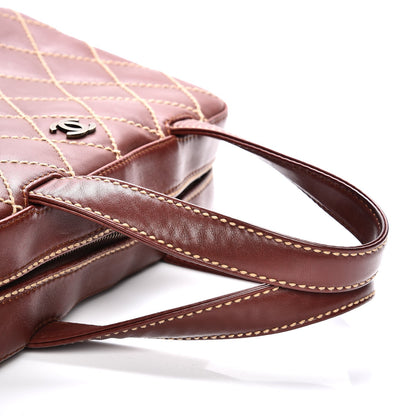 Chanel Calfskin Contrast Stitch Surpique Bowler Brown 11 of 14