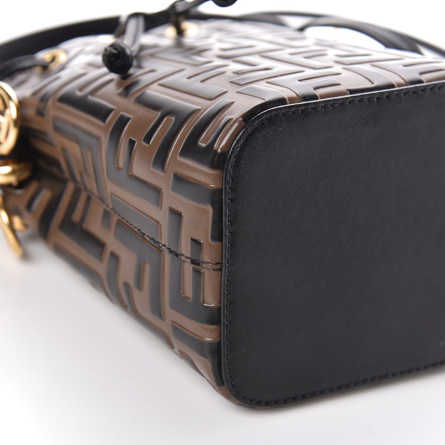 Vitello Liberty F is Fendi Bi-Color FF 1974 Embossed Mini Mon Tresor Bucket Bag Maya Black