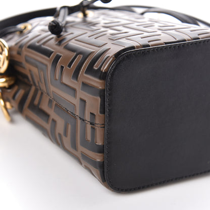 Fendi Vitello Liberty F is Fendi Bi-Color FF 1974 Embossed Mini Mon Tresor Bucket Bag Maya Black 10 of 11