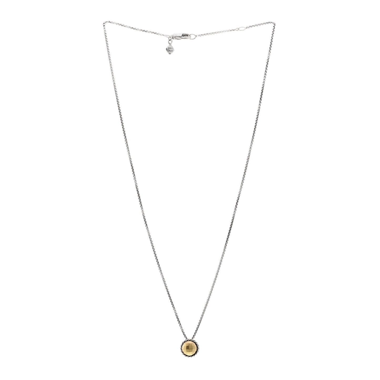 Sterling Silver 18K Yellow Gold 8mm Petite Chatelaine Pendant Necklace