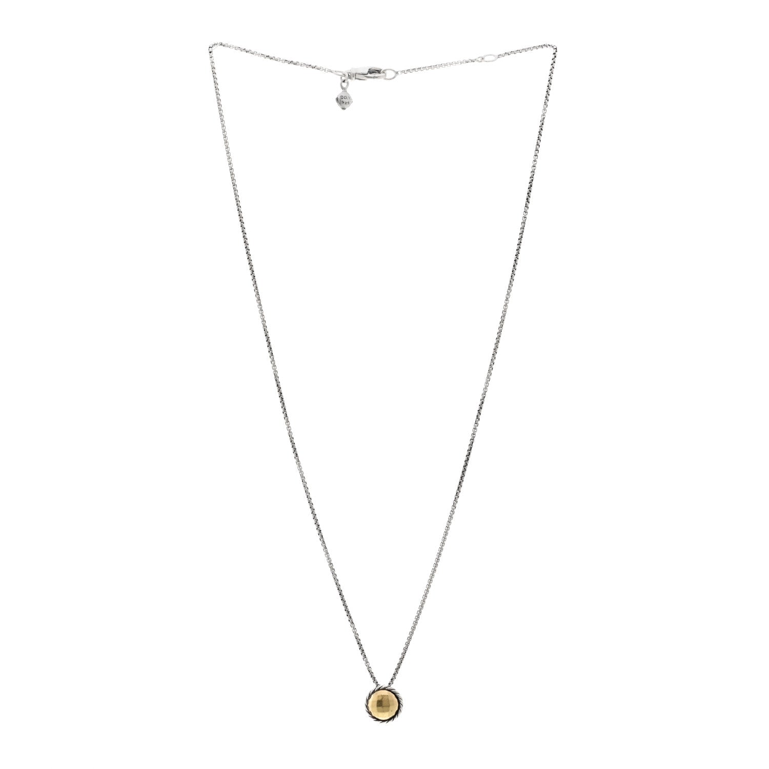 David Yurman Sterling Silver 18K Yellow Gold 8mm Petite Chatelaine Pendant Necklace 3 of 4
