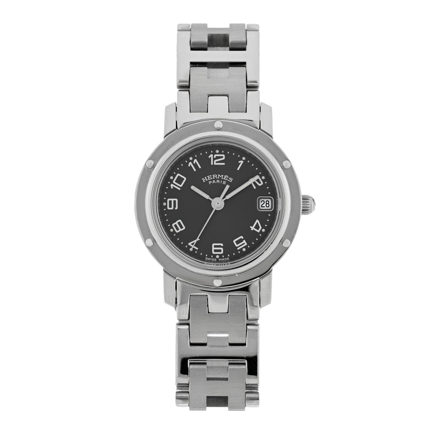Hermes Stainless Steel 24mm Clipper Quartz Watch Grey 1 of 4