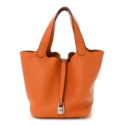 Hermes Taurillon Clemence Picotin Lock 22 MM Orange 1 of 10