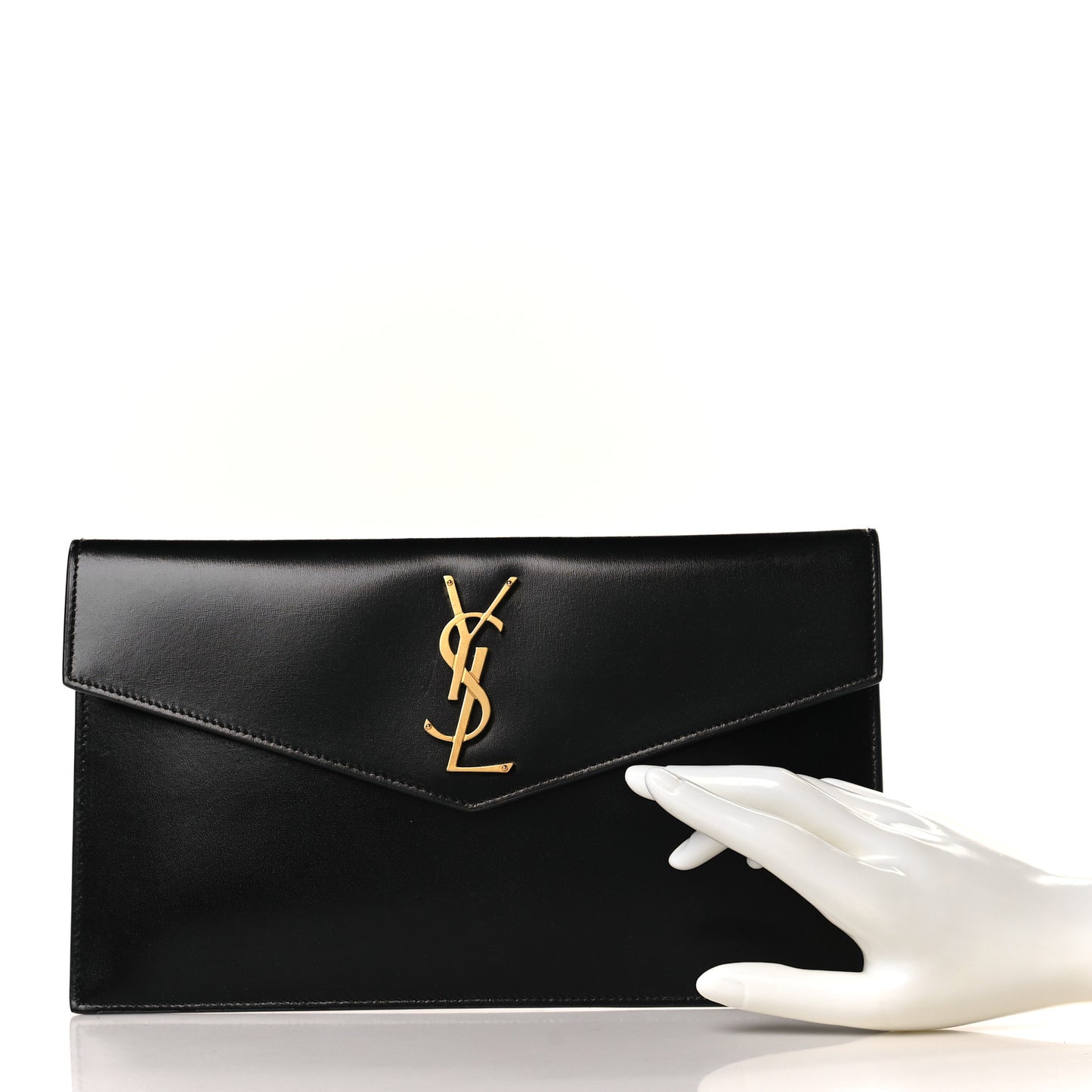Smooth Shiny Calfskin Monogram Uptown Pouch Black
