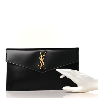 Saint Laurent Smooth Shiny Calfskin Monogram Uptown Pouch Black 2 of 7