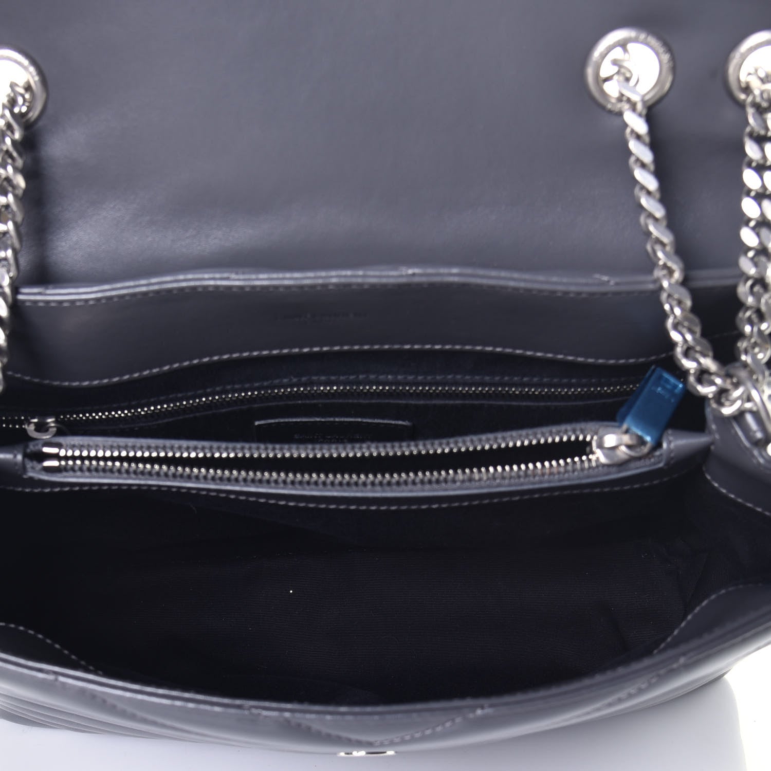 Saint Laurent Calfskin Y Quilted Monogram Medium Loulou Chain Satchel Asphalt 5 of 8