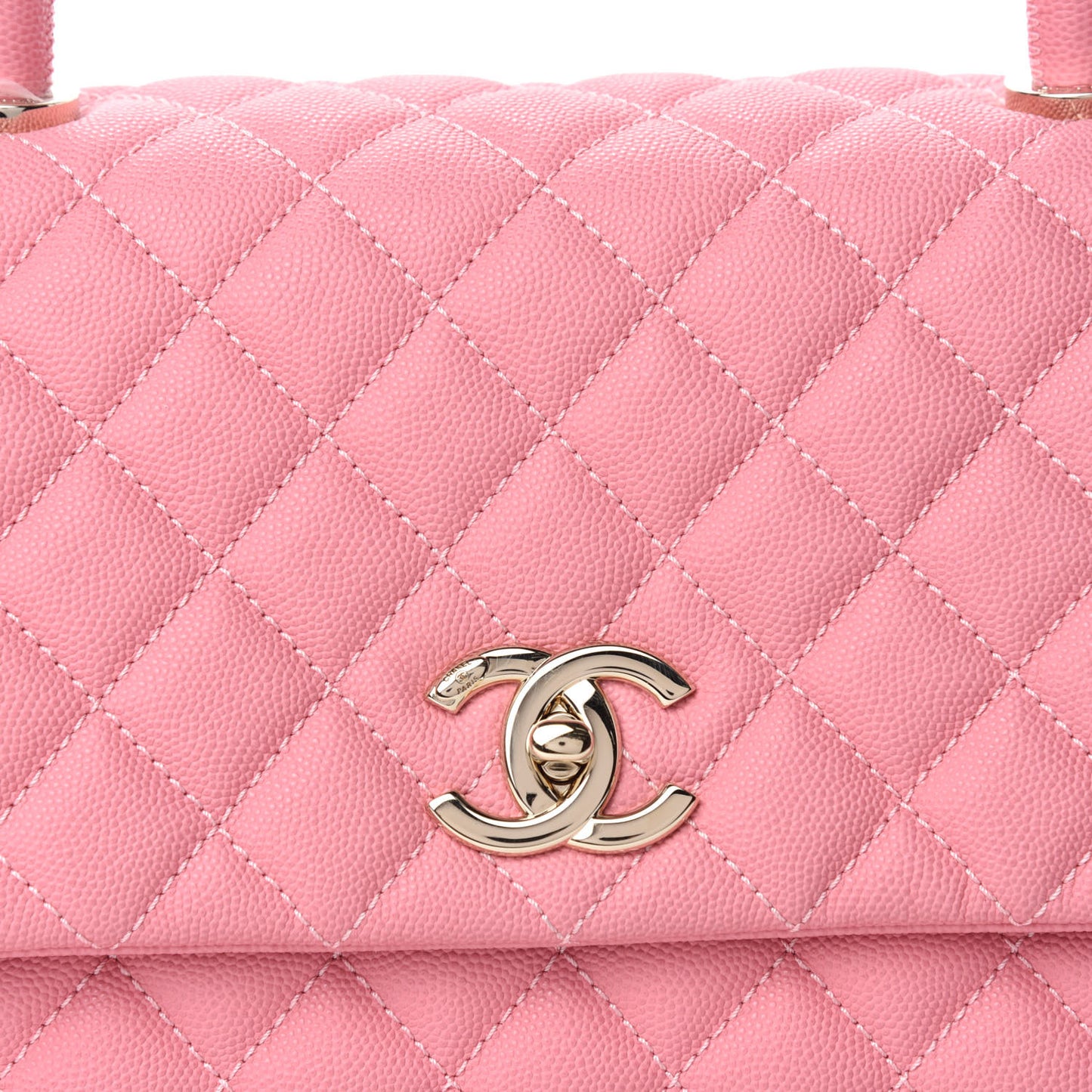 Caviar Quilted Small Coco Handle Flap Pink