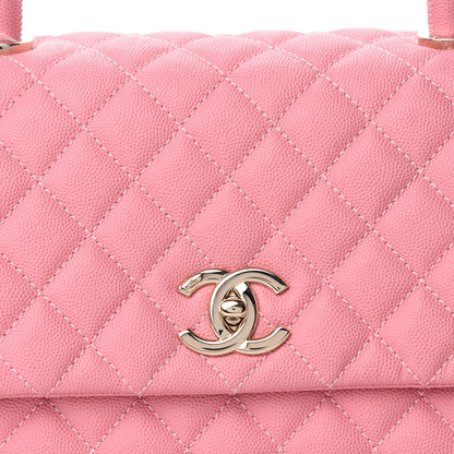 Chanel Caviar Quilted Small Coco Handle Flap Pink 10 of 11