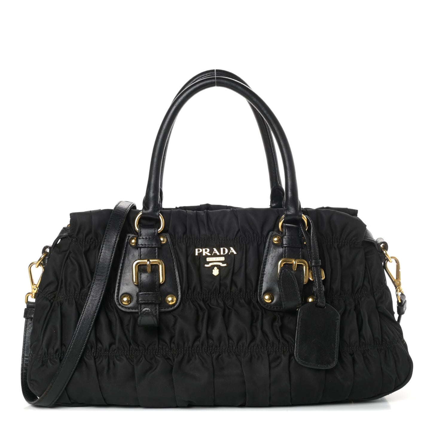 Tessuto Nylon Gaufre Shopping Satchel Black