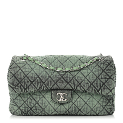 Chanel Denim Quilted Denimpression Flap Green Black 1 of 10