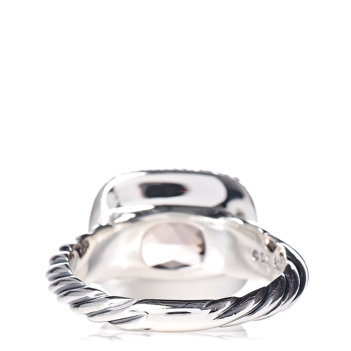 Sterling Silver Diamond Smoky Quartz 10mm Noblesse Ring 51 5.75