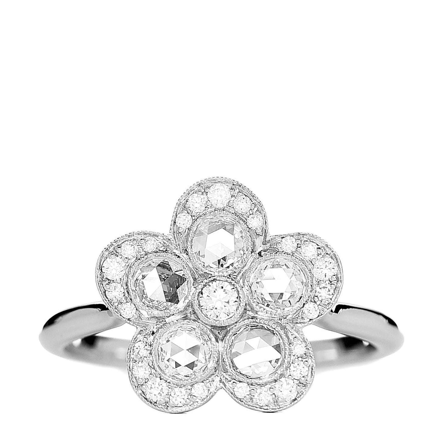Platinum Diamond Enchant Flower Ring 52 6