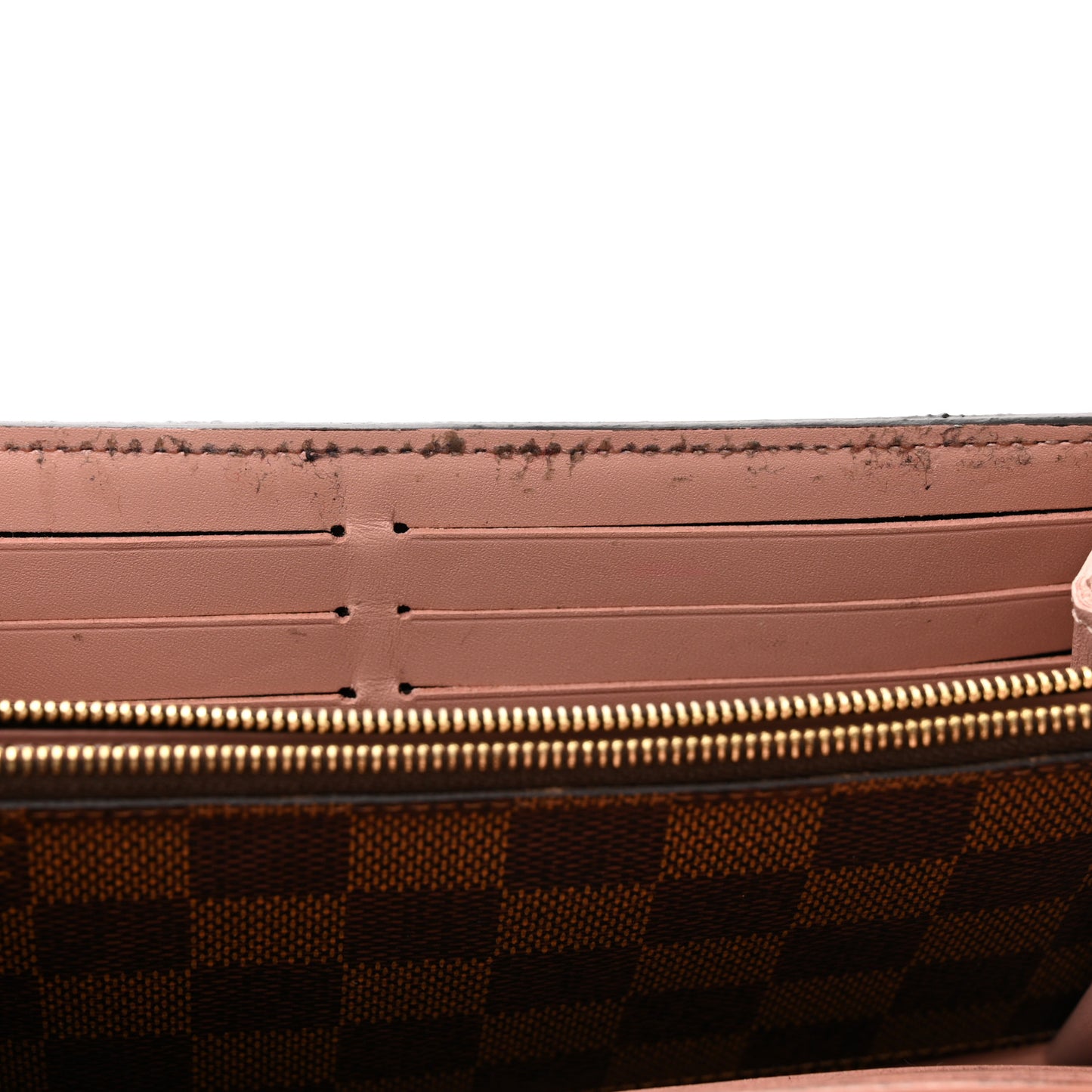 Damier Ebene Croisette Chain Wallet Rose Ballerine