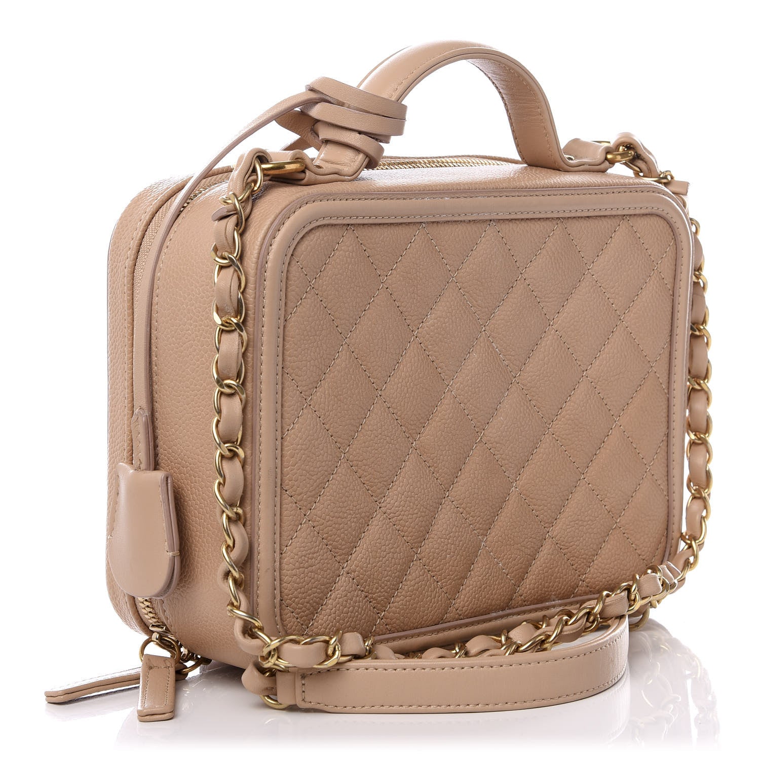 Chanel Caviar Quilted Medium CC Filigree Vanity Case Beige 2 of 8