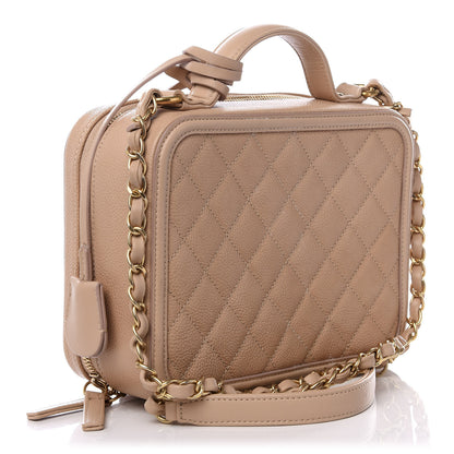 Chanel Caviar Quilted Medium CC Filigree Vanity Case Beige 2 of 8