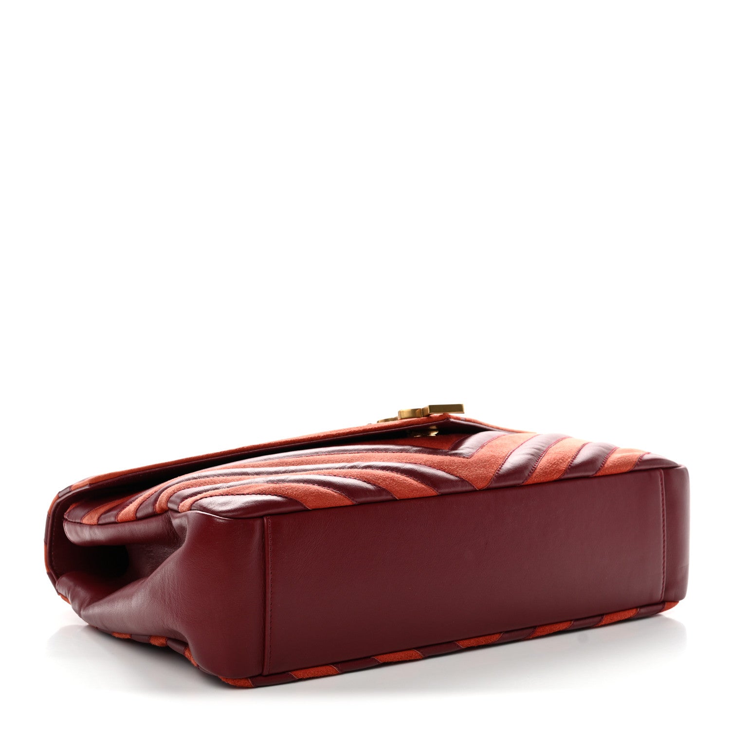 Saint Laurent Calfskin Suede Matelasse Chevron Large Monogram College Bag Burgundy 4 of 12