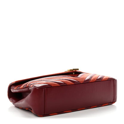 Saint Laurent Calfskin Suede Matelasse Chevron Large Monogram College Bag Burgundy 4 of 12
