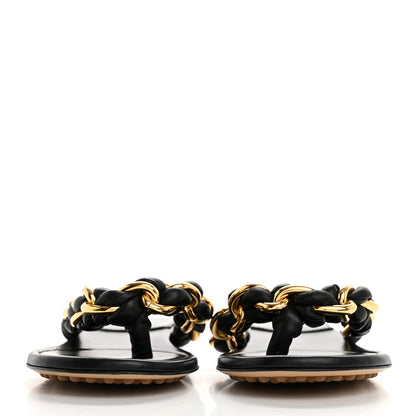 Bottega Veneta Nappa Chain Dot Flat Sandals 37 Black 3 of 10
