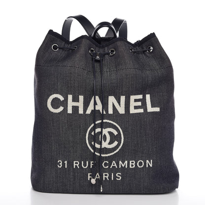 Chanel Canvas Large Deauville Backpack Denim Blue 1 of 7