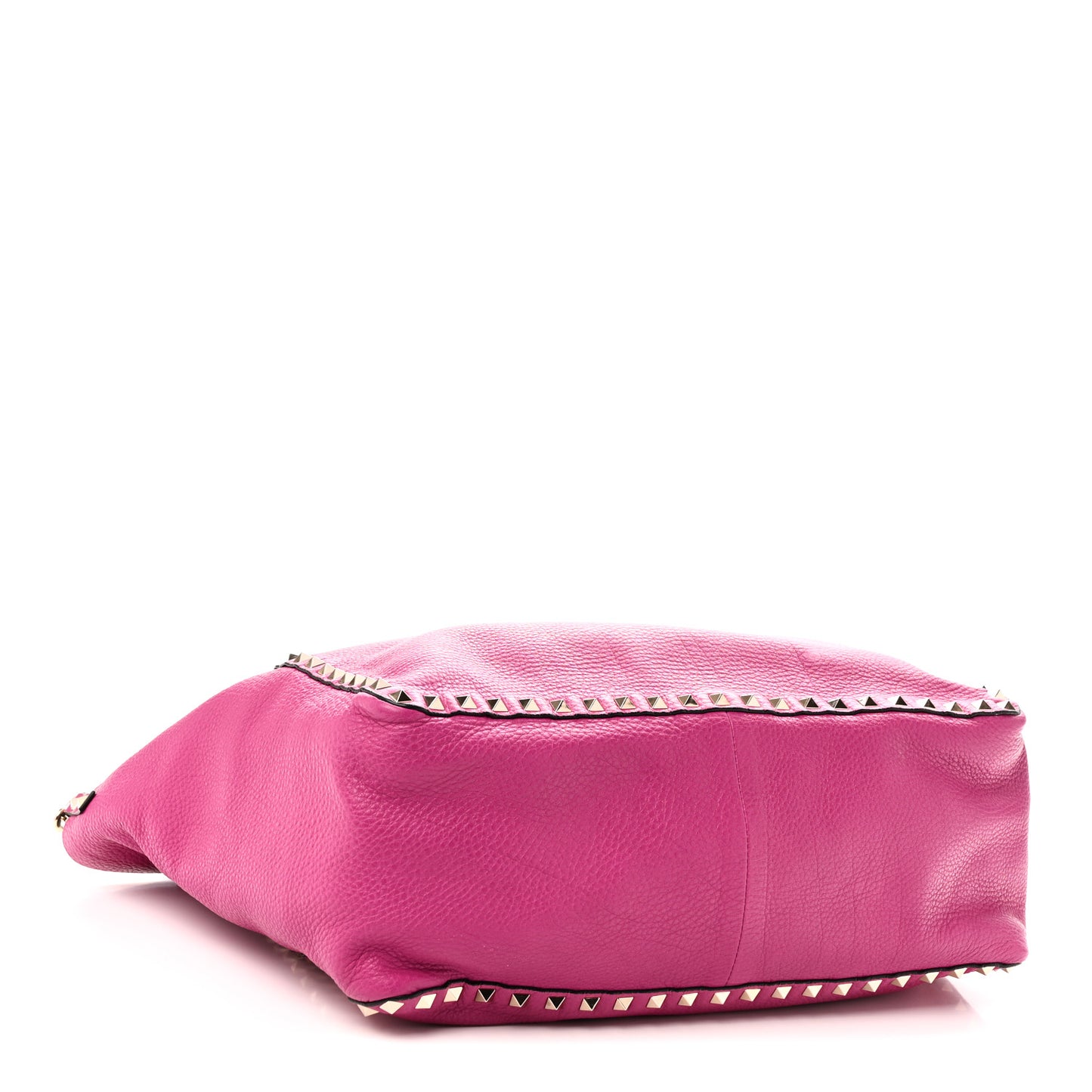 Grained Calfskin Medium Rockstud Reversible Tote Black Rose Violet