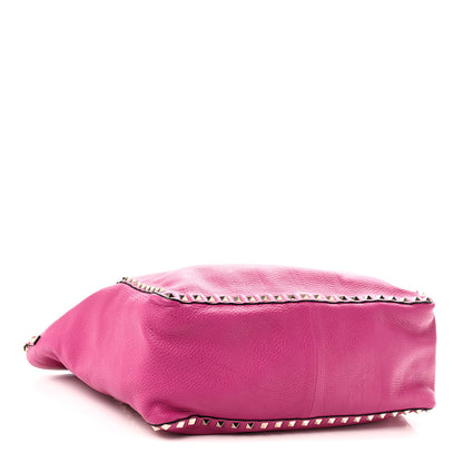 Valentino Garavani Grained Calfskin Medium Rockstud Reversible Tote Black Rose Violet 7 of 16