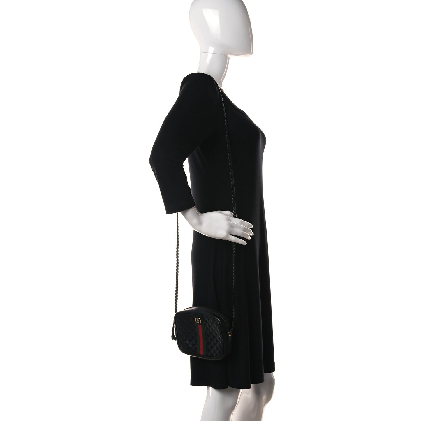 Calfskin Trapuntata Web Mini GG Shoulder Bag Black