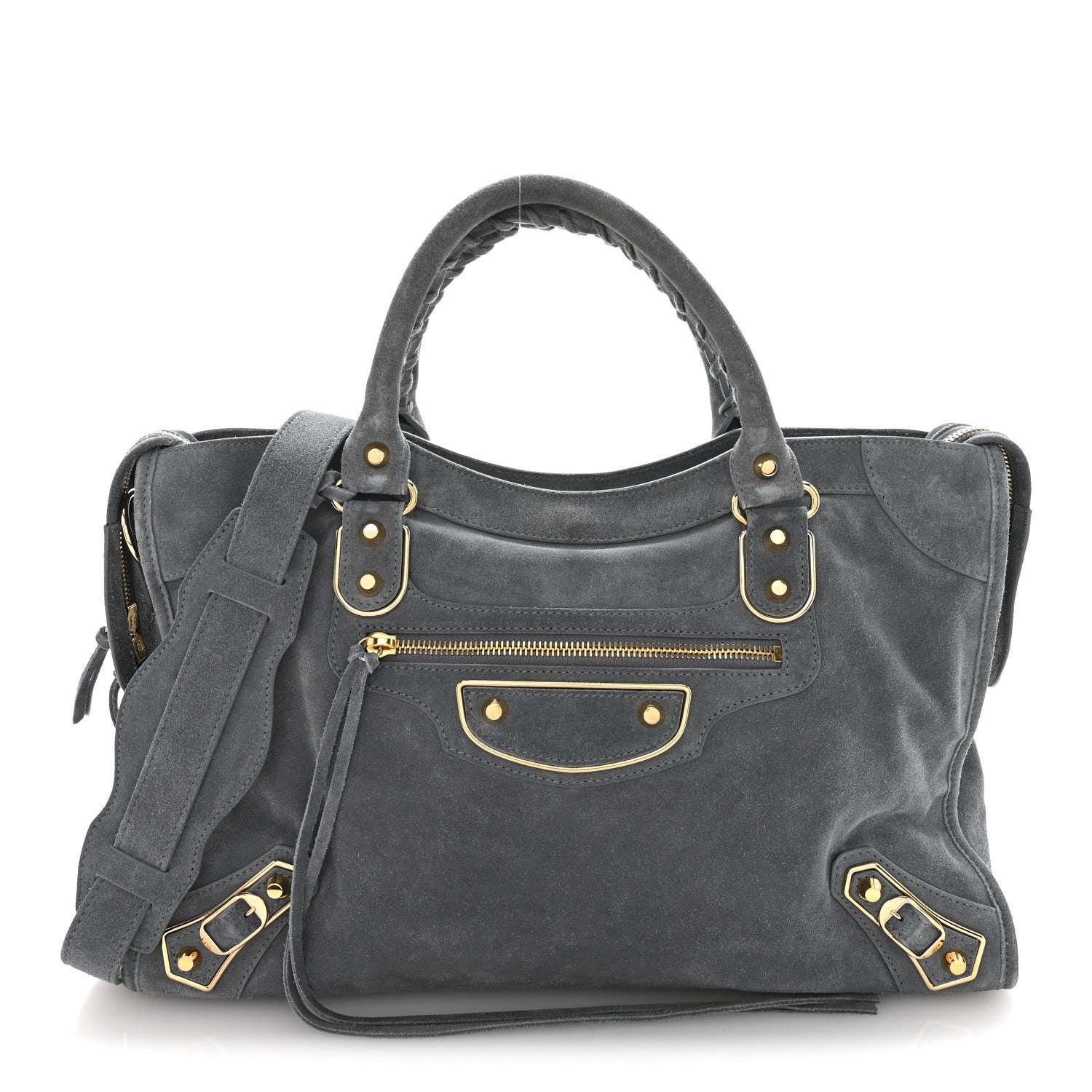 Balenciaga Suede Gold Metallic Edge Hardware City Gris Plomb 1 of 15