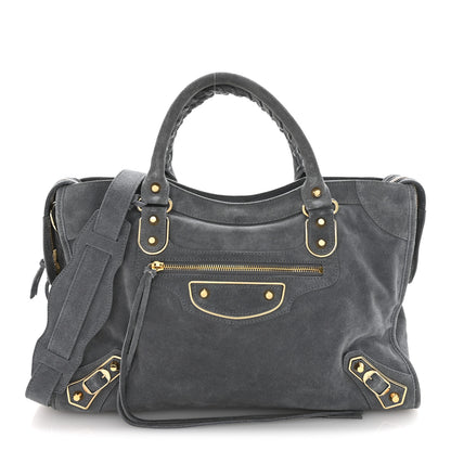 Balenciaga Suede Gold Metallic Edge Hardware City Gris Plomb 1 of 15