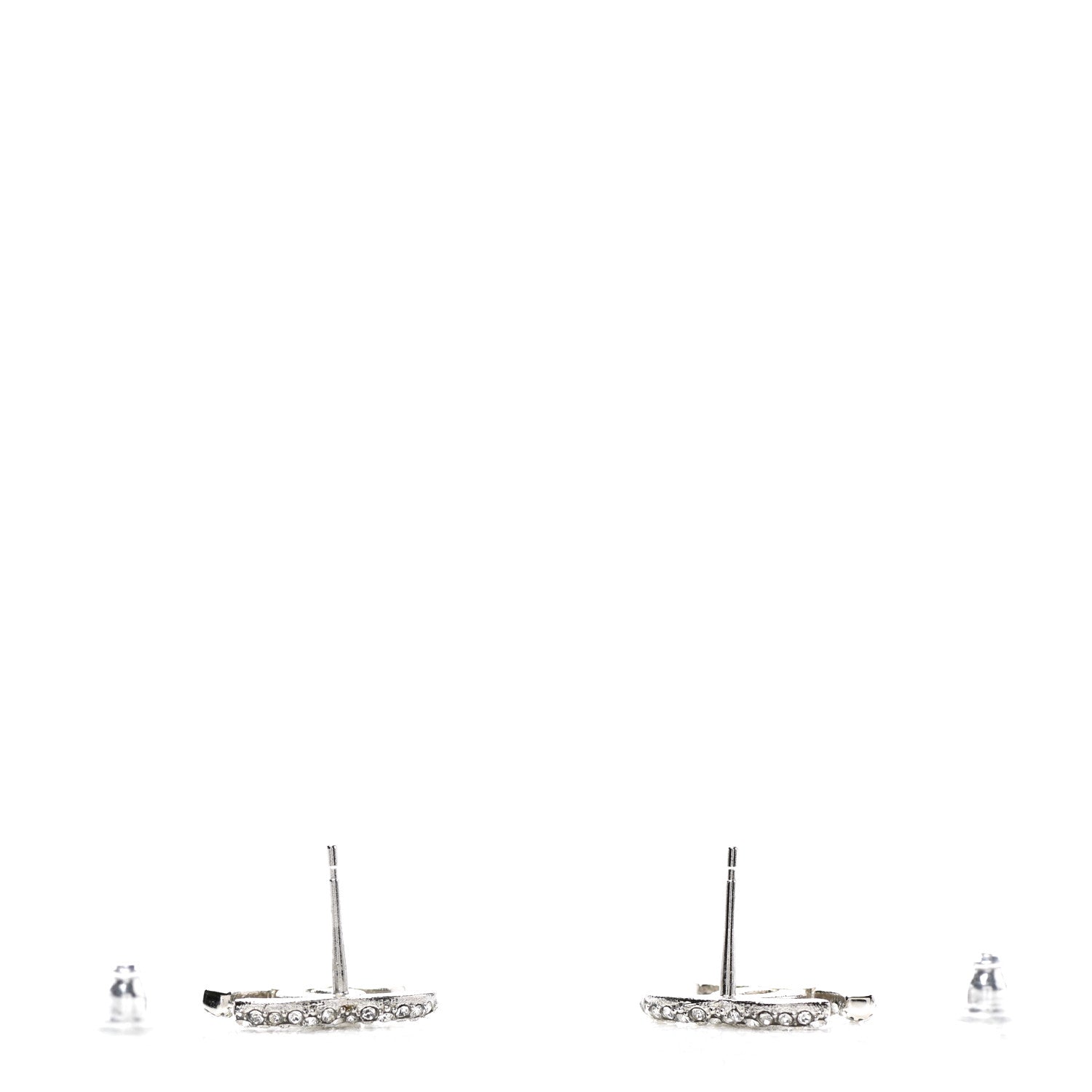 Chanel Crystal CC Earrings Silver 3 of 4