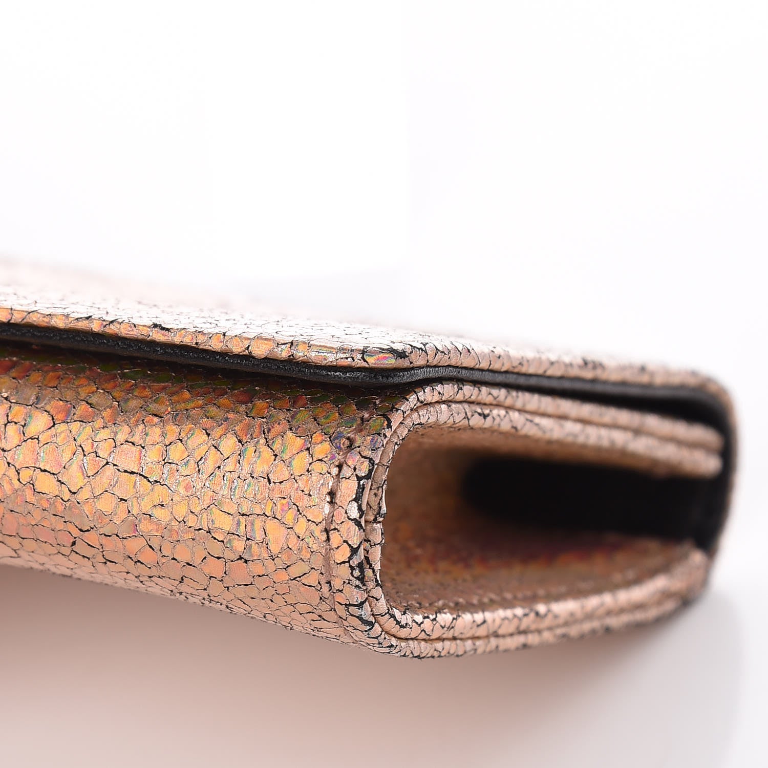 Gucci Metallic Crackled Calfskin Broadway Clutch Salmone 10 of 10