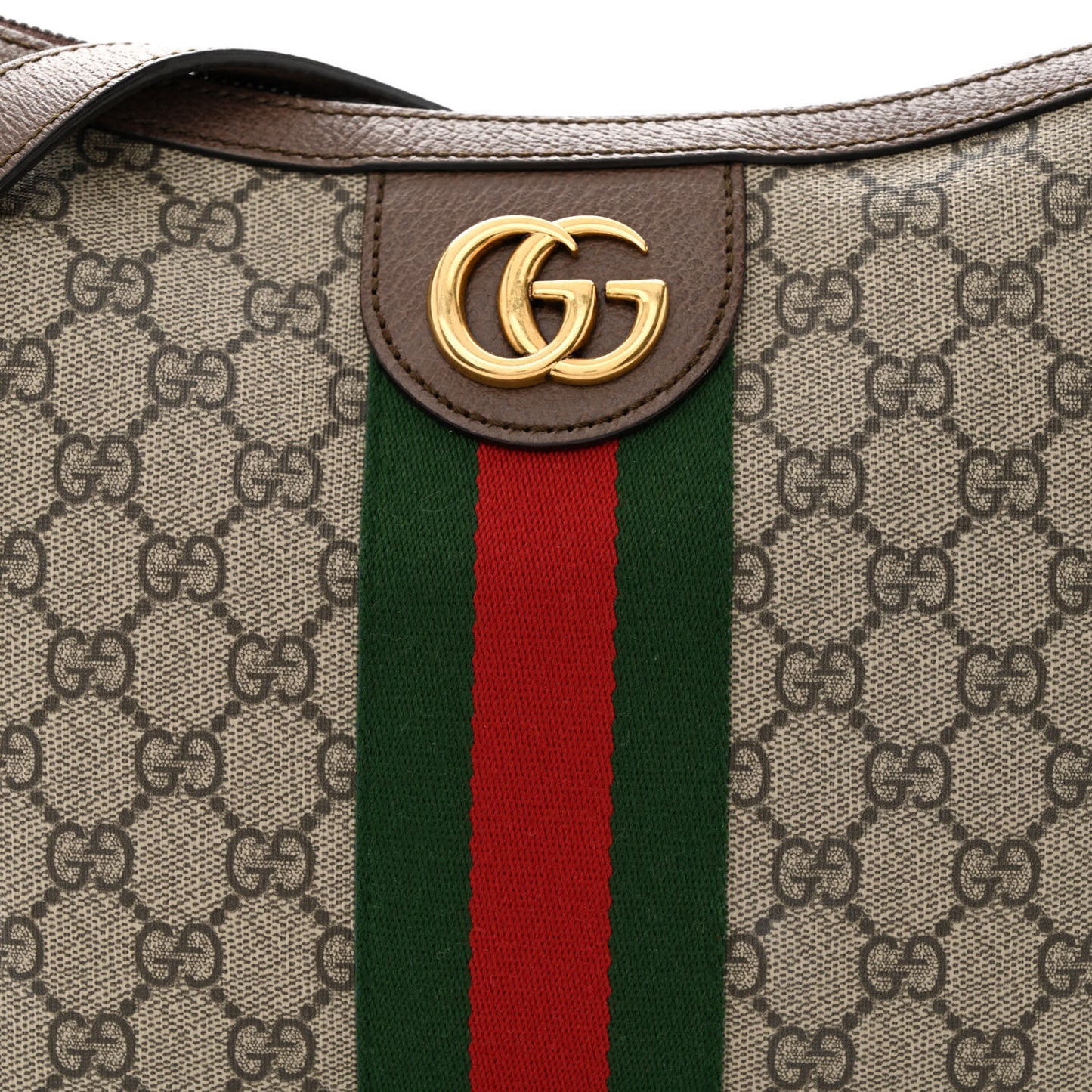 GG Supreme Monogram Web Small Ophidia Half Moon Hobo Brown