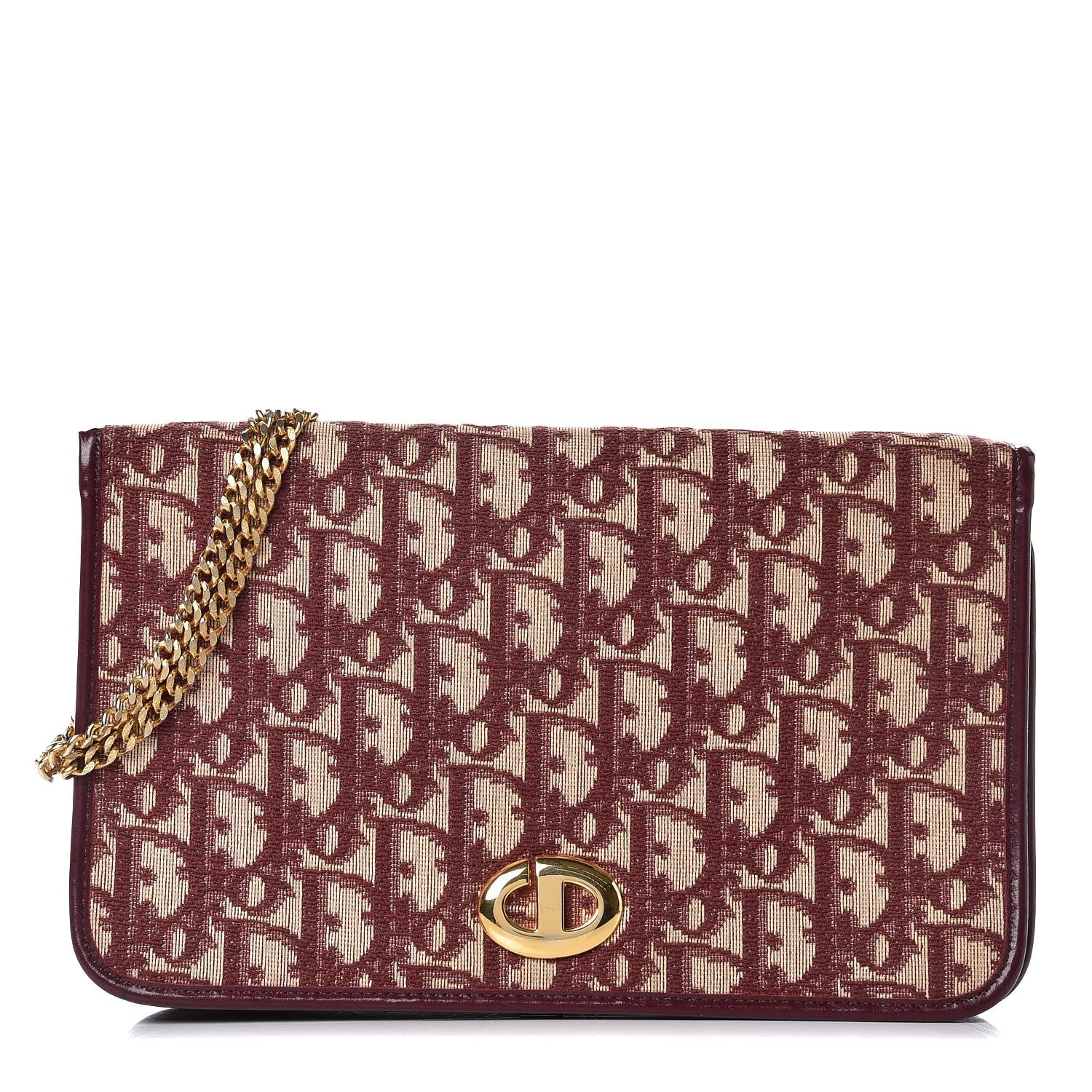 Christian Dior Monogram Chain Flap Burgundy 1 of 9