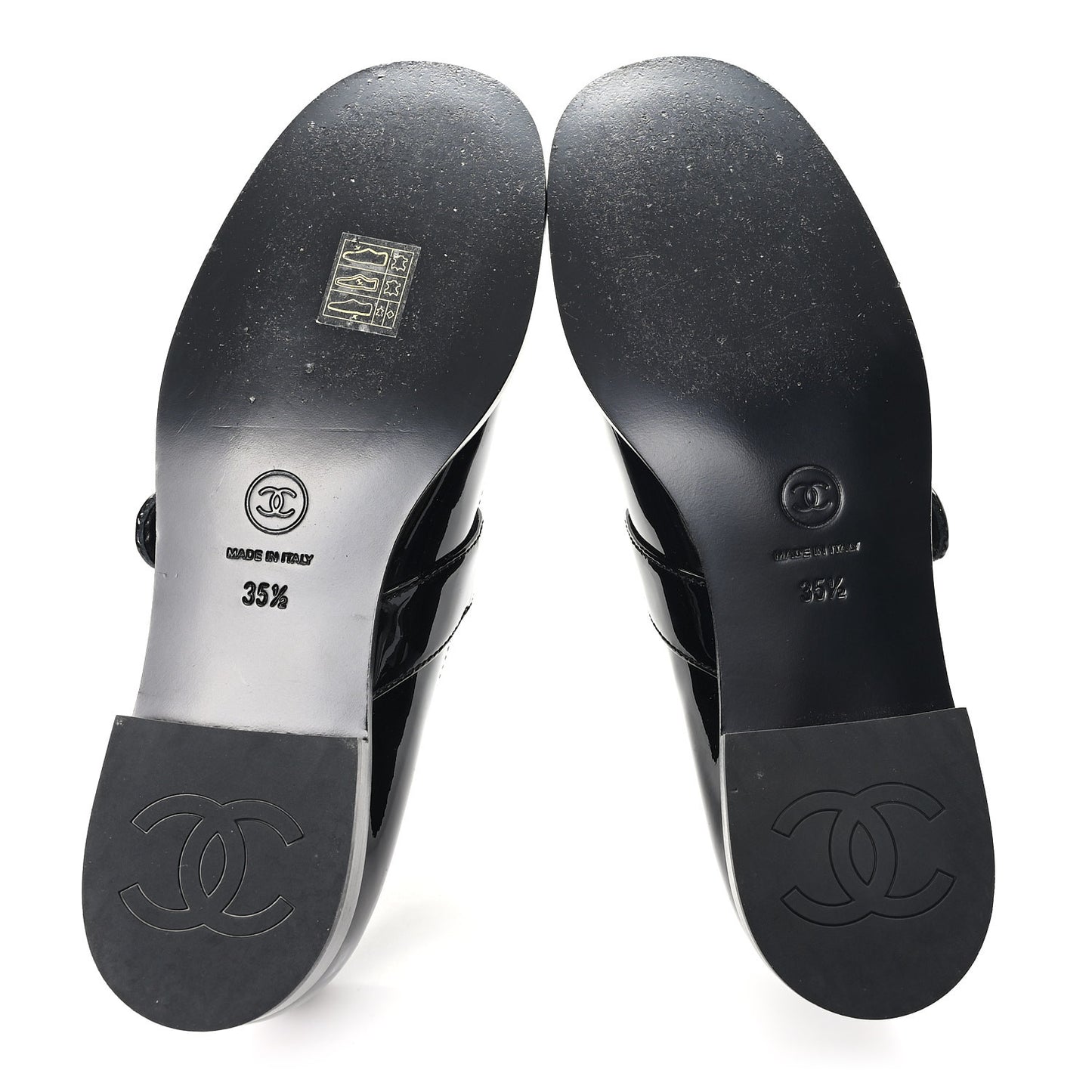 Patent Calfskin Mary Janes Flats 35.5 Black