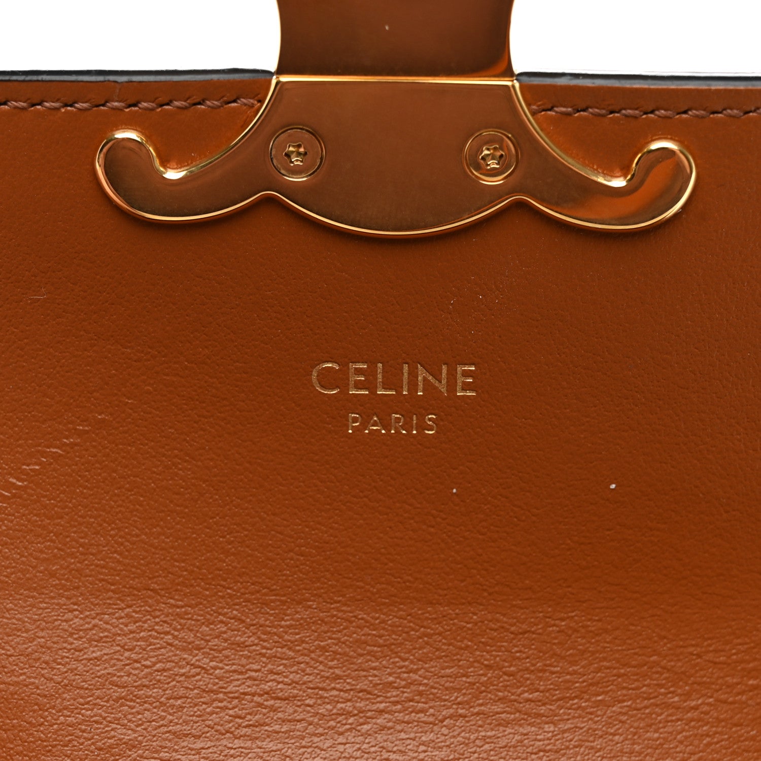 Celine Triomphe Canvas Calfskin Mini Triomphe Tan 5 of 10