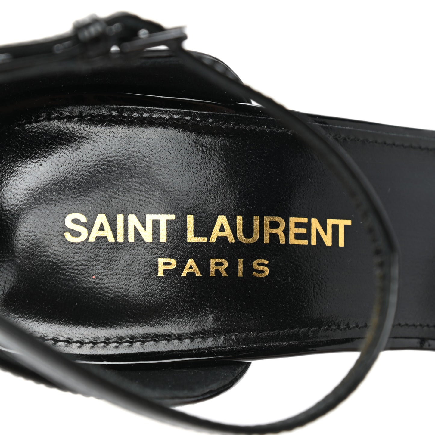 Patent Calfskin Opyum 110 Sandals 37.5 Black Gold