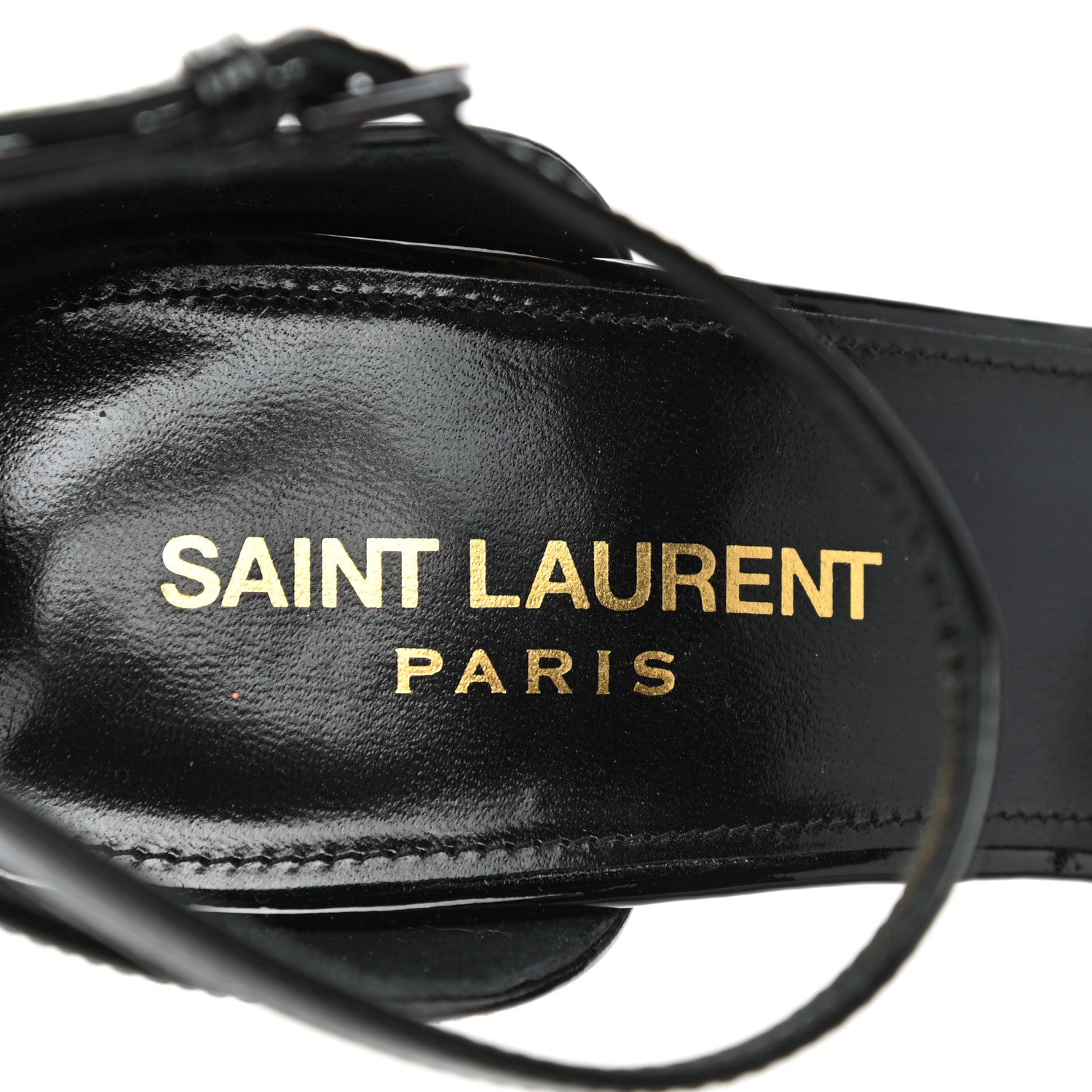 Saint Laurent Patent Calfskin Opyum 110 Sandals 37.5 Black Gold 7 of 10