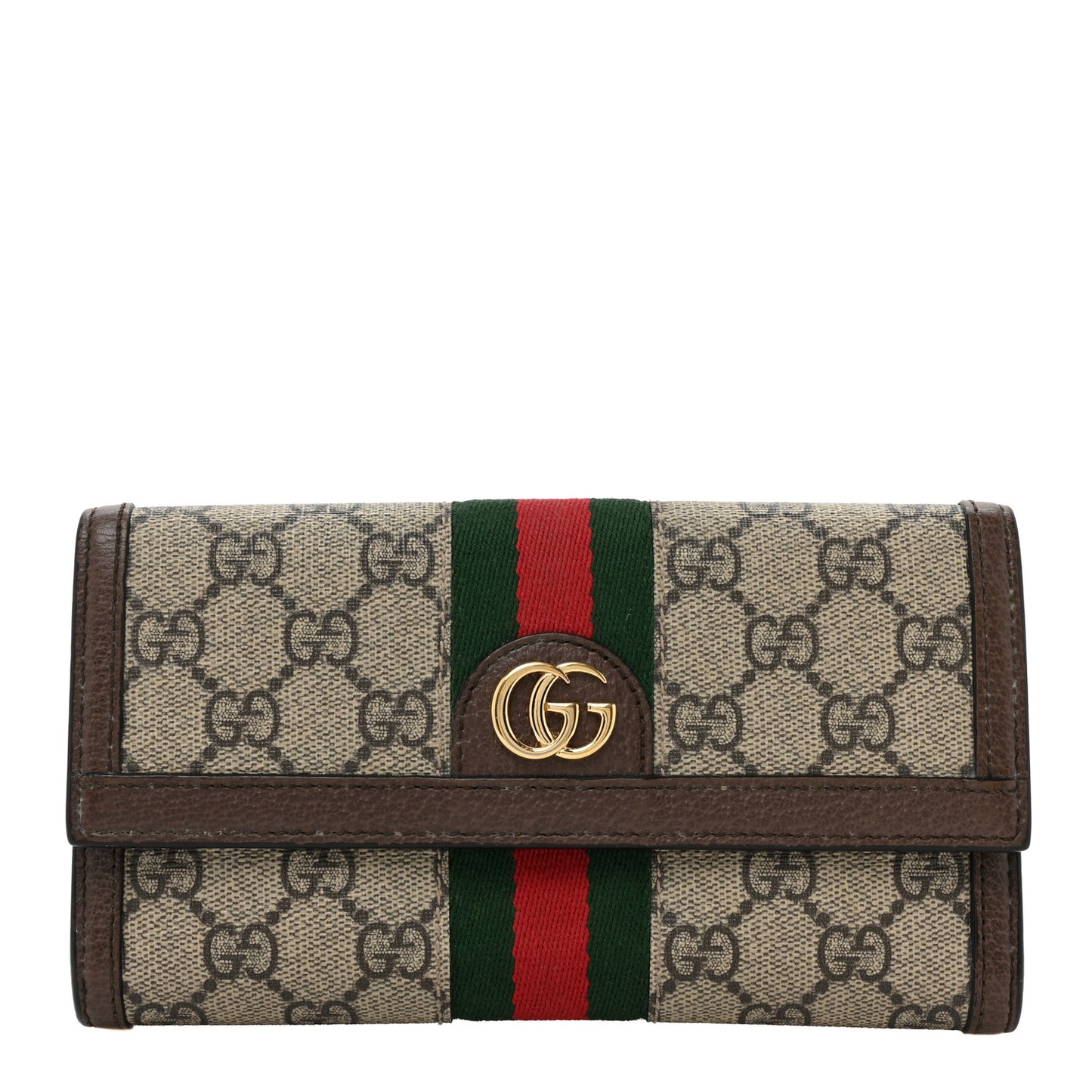 GG Supreme Monogram Web Ophidia Continental Wallet Brown