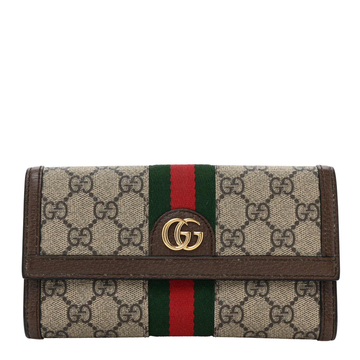 Gucci GG Supreme Monogram Web Ophidia Continental Wallet Brown 1 of 18