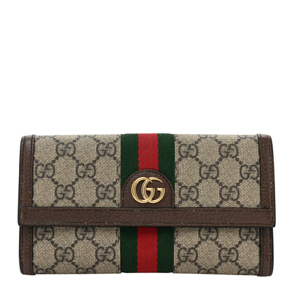 Gucci GG Supreme Monogram Web Ophidia Continental Wallet Brown 1 of 18
