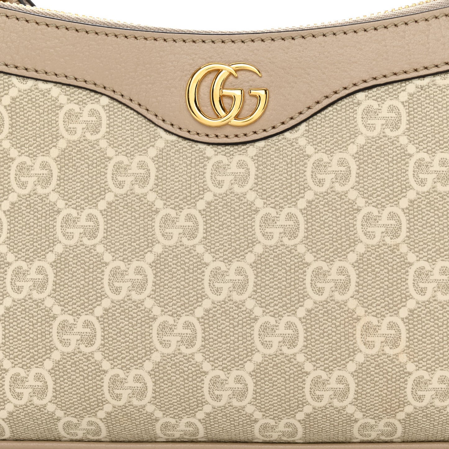 GG Supreme Monogram Textured Dollar Calfskin Small Ophidia Hobo Beige Mystic White Oatmeal