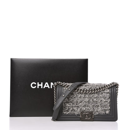 Chanel Tweed Calfskin Medium Boy Flap Grey 11 of 11